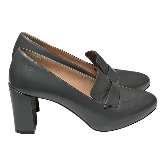 ANTEPRIMA Milano Leather Loafer Pump Grey 3”Block Heel Business Women EU36/US5.5 - Picture 4 of 11